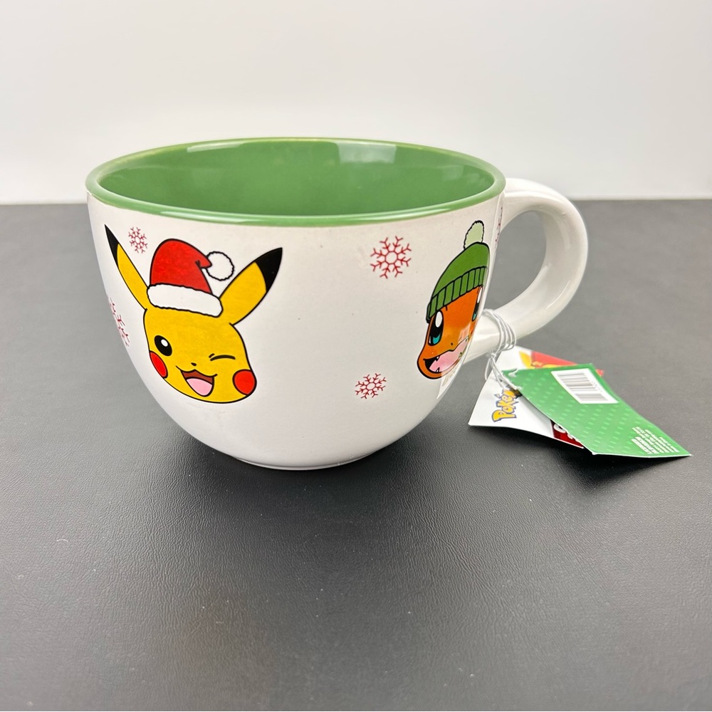 Pokémon Christmas Ceramic Mug 24 Ounces Pikachu Charmander Bulbasaur Squirtle